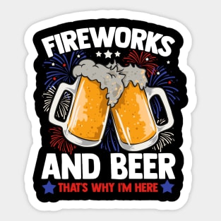 Fireworks and Beer Funny 4th of July Sticker